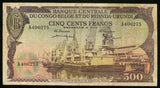 Belgian Congo Ruanda-Urundi Central Bank 1957 Five Hundred Francs Banknote Pick 34, Very Fine or Better