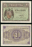 1938 Spain One Peseta Pick Number 108a Spain Arms Beautiful Crisp Uncirculated Banknote