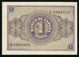 1938 Spain One Peseta Pick Number 108a Spain Arms Beautiful Crisp Uncirculated Banknote