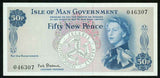 ND 1969 Isle Of Man Fifty New Pence Banknote Signed Stallard Queen Elizabeth Pick 27 Crisp About Uncirculated