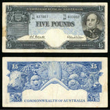 Commonwealth Australia 5 Pounds Banknote Pick Number 35a Navigator J Franklin VF