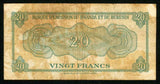 1960 Rwanda and Burundi Issue Bank Twenty Francs Banknote Alligator and River Pick Numbers 3a