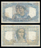 1945 France 1000 Francs Banknote Pick Number 130a Banque De France Issue Very Fine or Much Better