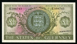 1969-75 State of Guernsey Currency One Pound Banknote P# 45b Crisp Uncirculated