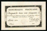 1793 France 250 Livres Banknote Second Year of The Republic Pick A75 XF to AU
