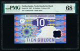 1997 Netherland 10 Gulden Banknote Geometric Design P# 99 PMG 68 EPQ Superb Gem