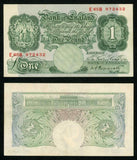 1948-49 Currency Great Britain 1 Pound Banknote P369 Signed Peppiatt Prefix E65B