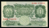 1948-49 Currency Great Britain 1 Pound Banknote P369 Signed Peppiatt Prefix E65B