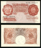 1955-60 Currency Great Britain Ten Shillings Banknote P-368c O'Brien Prefix Z03X