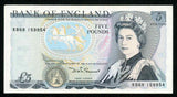 Currency Great Britain 5 Pounds Banknote P-378e 1987-88 Somerset Prefix RB68 XF+