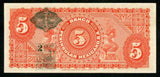 1914 Mexico Banco Peninsular 5 Pesos Crisp Unc. Banknote P#S465a Locomotive Ship