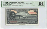 1945 No Date Ethiopia 1 Dollar Banknote Emperor Haile Selassie Pick 12c PMG 64