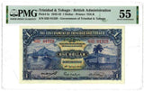 Currency 1943 Trinidad & Tobago One Dollar Banknote P# 5c About Uncirculated 55