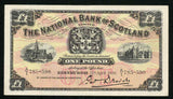 1936 The National Bank of Scotland One Pound Sterling Banknote P# 258a XF++