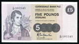 1987 Scotland Clydesdale Bank PLC Five Pounds Banknote P#212d Choice UNC.