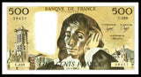 Currency 1985 France 500 Francs Banknote Mathematician Blaise Pascal P156e XF+++