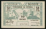 Pair of Arrete of January 29, 1943 New Caledonia 50 Centimes and One Franc Banknotes Pick Number 54 and 55 Nice Extremely Fine or Better