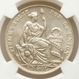 1934 Crown Size Republic of Peru Silver Coin One/Un Sol Lustrous Mint State 65