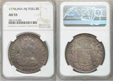 1774 Lima MJ Crown Size Peru Silver Coin 8 Reales King Charles III NGC AU 55