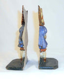 Antique Hubley Cast Iron Sunbonnet Sue Bookends Girl in Blue Dress Stamped 72