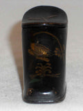 Antique Snuffbox Paper Mache Victorian Shoe Copper Inlay Dragonfly Decoration