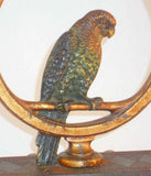 Antique Bradley and Hubbard Painted Cast Iron Doorstop Parrot/Parakeet in Ring