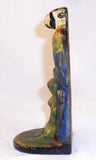 Antique Cast Iron Doorstop Colorful Parrot Perched on Green and Yellow Rock