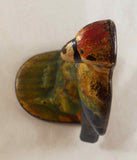 Antique Cast Iron Doorstop Colorful Parrot Perched on Green and Yellow Rock