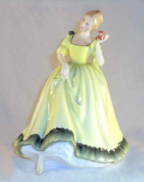 royal doulton figurines red dress English Royal Doulton Figurine Woman Green Dress Holding Red Box Paula –  Giamer Antiques and Collectibles