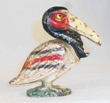 Vintage Cast Iron Figural Painted Bottle Opener Shaped As Standing Pelican