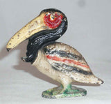 Vintage Cast Iron Figural Painted Bottle Opener Shaped As Standing Pelican