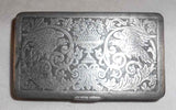 Antique Pewter Snuffbox Snuff Box Raised Eagles Jardinière w/ Flowers Lid Design