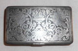 Antique Pewter Snuffbox Snuff Box Raised Eagles Jardinière w/ Flowers Lid Design