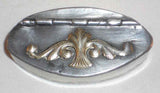 Rare Antique English Oval Pewter Pocket Snuffbox Brass Decorated Hinged Lid