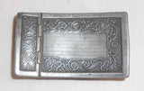 Antique Pewter Snuffbox Snuff Box Curved Profile Hinged Lid Raised Scroll Décor