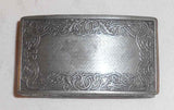Antique Pewter Snuffbox Snuff Box Curved Profile Hinged Lid Raised Scroll Décor