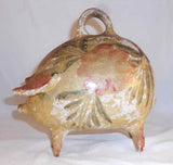 Antique Painted Chalkware Still Penny Bank Large Pig Standing on All Four