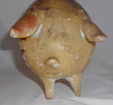 Antique Painted Chalkware Still Penny Bank Large Pig Standing on All Four