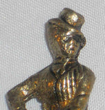 Old Figural Pipe Tamper Brass Man Wearing Hat & Hands on Knees 1/2" Tamping Disk