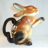 Vintage Erphila Figural Pottery Teapot Rabbit Raised Paw Made in US Zone Germany