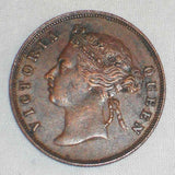 1897 Bronze Coin One Cent Straits Settlements Malaya Peninsula Queen Victoria