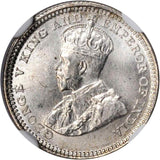1926 Silver Small Coin 5 Cents Straits Settlement Malaya George V England MS 66