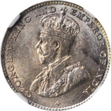 1919 Silver Small Coin 5 Cents Straits Settlement Malaya George V England MS 63