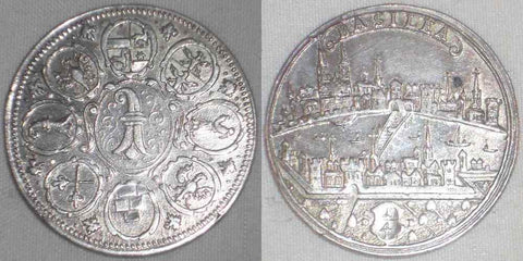 1700-1739 Silver Coin Switzerland Quarter Thaler Basel City View KM# 122 XF+