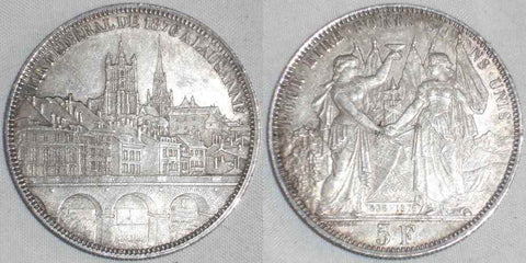 Nice 1876 Shooting Thaler Lausanne Switzerland 5 Francs City View XF++
