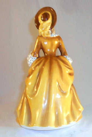 royal doulton figurines yellow dress Vintage Bone China Colorful English Royal Doulton Figurine Woman in Ye – Giamer Antiques and Collectibles