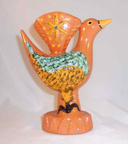 James C Seagreaves Mid-20th Century Glazed Cast Large Whimsical Redware Bird