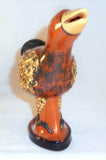 Whimsical James C Seagreaves Mid-20th Century Glazed Brown & Yellow Redware Bird