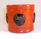 Early Glazed Whimsically Decorated Brown Redware Mug By James C Seagreaves