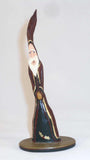 1998 Hand Carved Polychrome Painted Wooden Primitive Tall Santa Figure By Doug Shaw of Penryn, PA